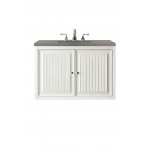 Athens 30" Single Vanity Cabinet, Glossy White, w/ 3 CM Grey Expo Quartz Top