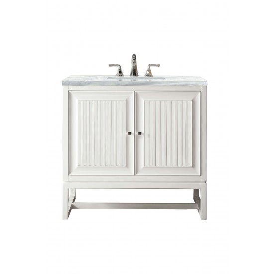 Athens 36" Single Vanity, Glossy White, w/ 3 CM Arctic Fall Solid Surface Top