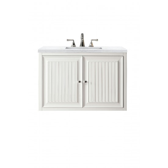 Athens 36" Single Vanity, Glossy White, w/ 3 CM Arctic Fall Solid Surface Top