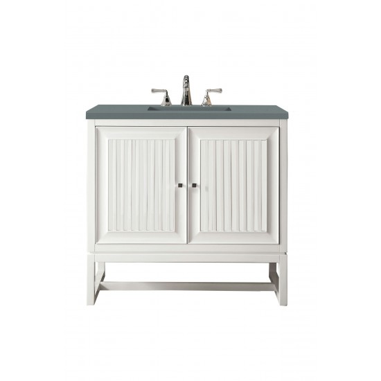 Athens 36" Single Vanity Cabinet, Glossy White, w/ 3 CM Cala Blue Top