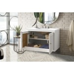 Athens 36" Single Vanity Cabinet, Glossy White, w/ 3 CM Classic White Quartz Top