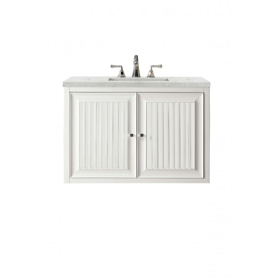 Athens 36" Single Vanity, Glossy White, w/ 3 CM Eternal Jasmine Pearl Quartz Top