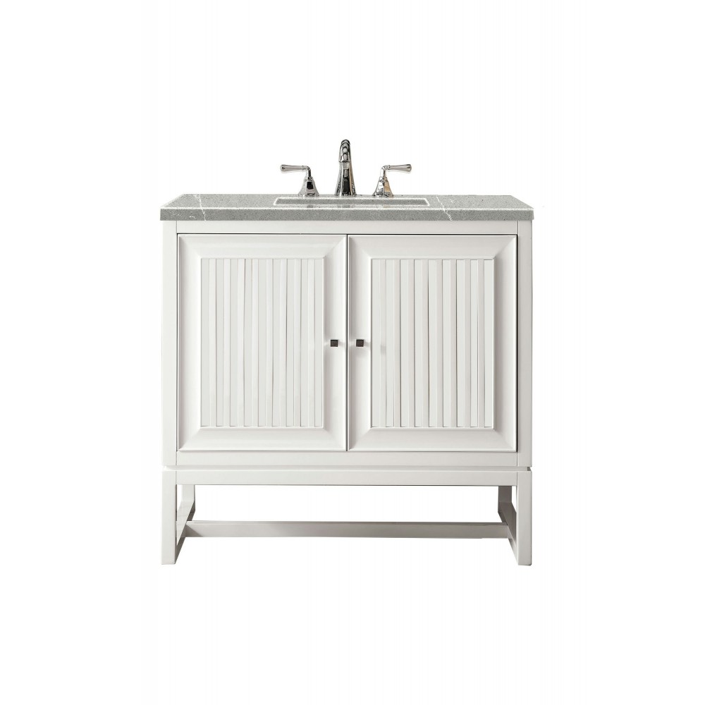 Athens 36" Single Vanity Cabinet, Glossy White, w/ 3 CM Eternal Serena Top