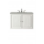 Athens 36" Single Vanity Cabinet, Glossy White, w/ 3 CM Eternal Serena Top