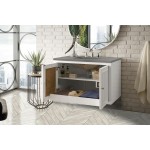 Athens 36" Single Vanity Cabinet, Glossy White, w/ 3 CM Grey Expo Quartz Top