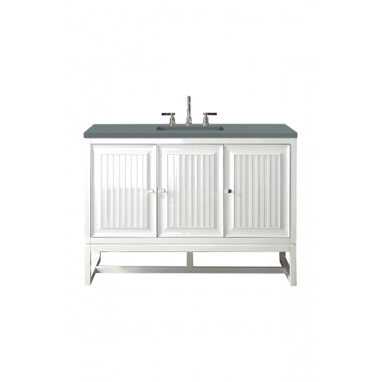 Athens 48" Single Vanity Cabinet, Glossy White, w/ 3 CM Cala Blue Top