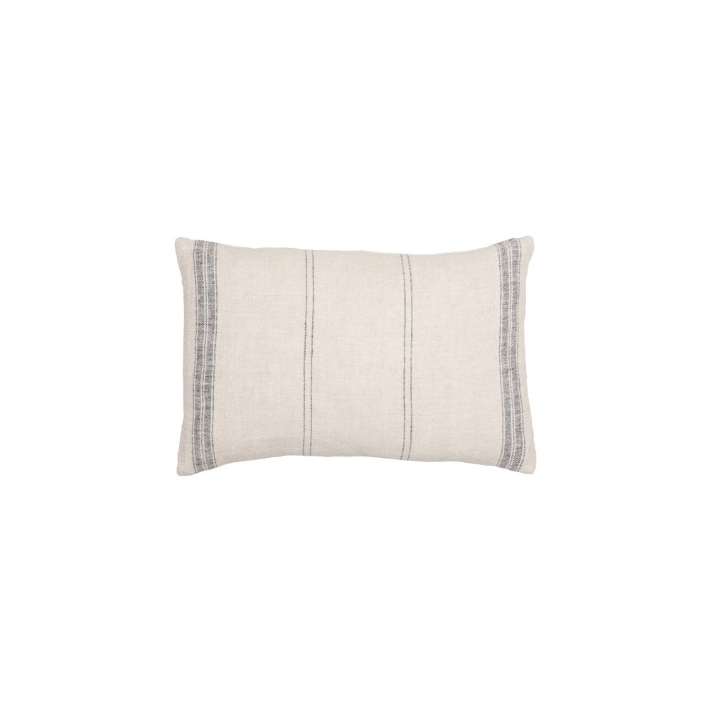 Surya Linen Stripe Light Beige Pillow Shell With Down Insert 13"H X 20"W