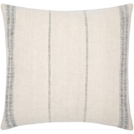 Surya Linen Stripe Light Beige Pillow Shell With Polyester Insert 13"H X 20"W