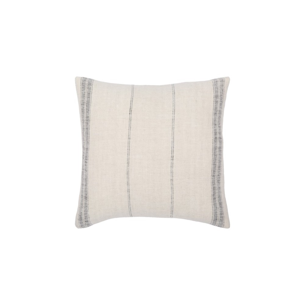 Surya Linen Stripe Light Beige Pillow Shell With Down Insert 18"H X 18"W