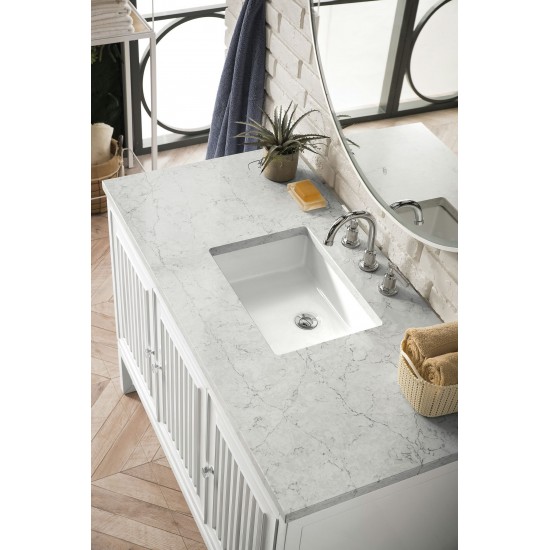 Athens 48" Single Vanity, Glossy White, w/ 3 CM Eternal Jasmine Pearl Quartz Top