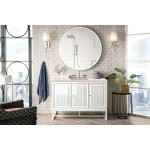 Athens 48" Single Vanity Cabinet, Glossy White, w/ 3 CM Eternal Marfil Top