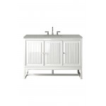 Athens 48" Single Vanity Cabinet, Glossy White, w/ 3 CM Eternal Serena Top