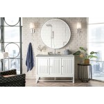 Athens 48" Single Vanity Cabinet, Glossy White, w/ 3 CM Eternal Serena Top