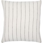 Surya Linen Stripe Buttoned White Pillow Shell With Down Insert 20"H X 20"W