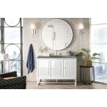 Athens 48" Single Vanity Cabinet, Glossy White, w/ 3 CM Grey Expo Quartz Top