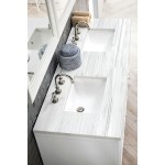 Athens 60" Double Vanity, Glossy White, w/ 3 CM Arctic Fall Solid Surface Top