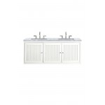 Athens 60" Double Vanity Cabinet, Glossy White, w/ 3 CM Carrara White Top
