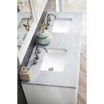Athens 60" Double Vanity Cabinet, Glossy White, w/ 3 CM Carrara White Top