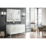 Athens 60" Double Vanity Cabinet, Glossy White, w/ 3 CM Carrara White Top