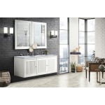 Athens 60" Double Vanity Cabinet, Glossy White, w/ 3 CM Carrara White Top