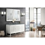 Athens 60" Double Vanity Cabinet, Glossy White, w/ 3 CM Cala Blue Top