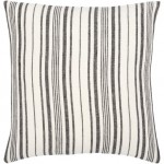 Surya Linen Stripe Buttoned Pillow Shell With Polyester Insert 20"H X 20"W