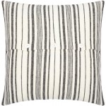Surya Linen Stripe Buttoned Pillow Shell With Polyester Insert 20"H X 20"W