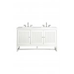 Athens 60" Double Vanity Cabinet, Glossy White, w/ 3 CM Classic White Quartz Top