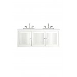 Athens 60" Double Vanity Cabinet, Glossy White, w/ 3 CM Classic White Quartz Top