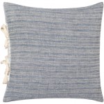 Surya Linen Stripe Ties Blue Pillow Shell With Down Insert 20"H X 20"W