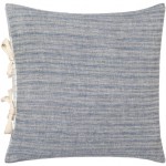 Surya Linen Stripe Ties Blue Pillow Shell With Down Insert 22"H X 22"W