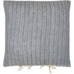 Surya Linen Stripe Ties Blue Pillow Shell With Down Insert 22"H X 22"W