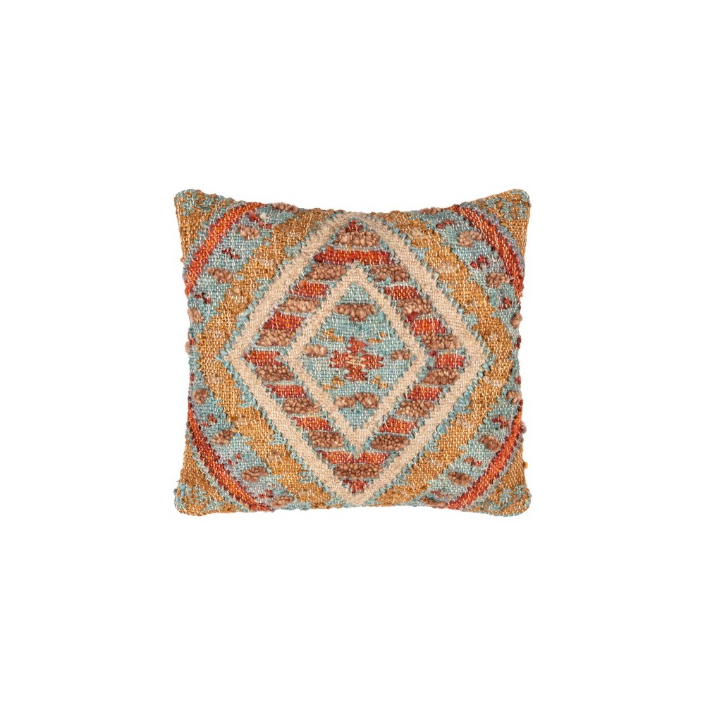 Surya Luanda Aqua Pillow Shell With Down Insert 20"H X 20"W Surya Luanda Aqua Pillow Shell With Down Insert 20"H X 20"W