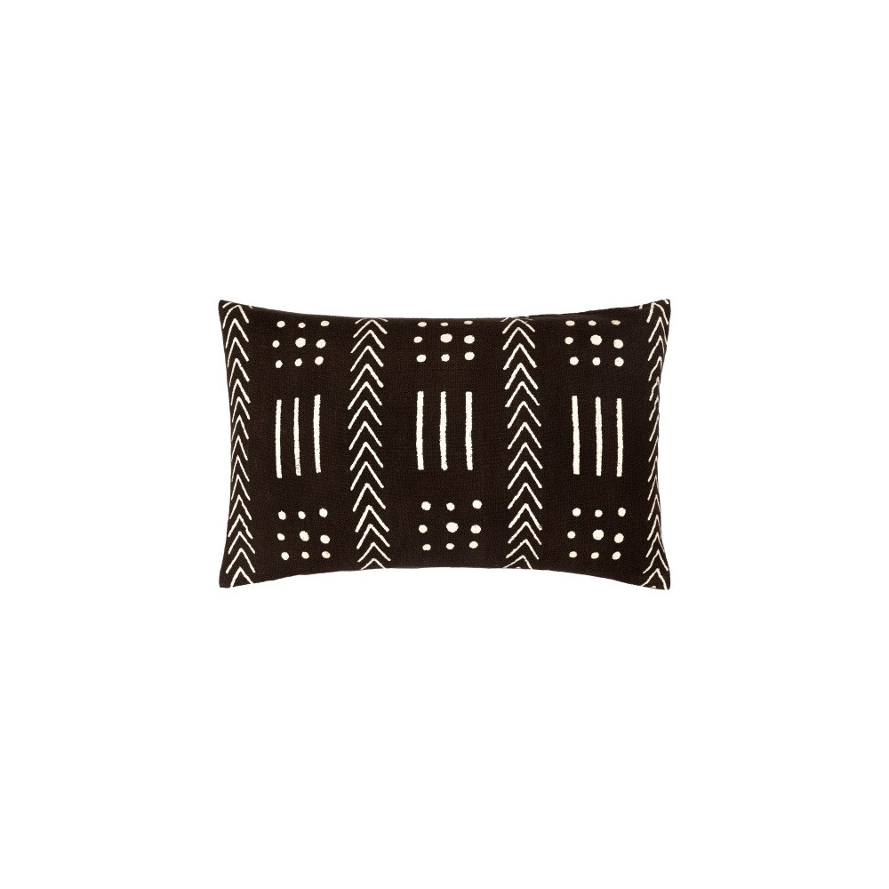 Surya Malian Pillow Shell With Down Insert 14"H X 22"W - Black