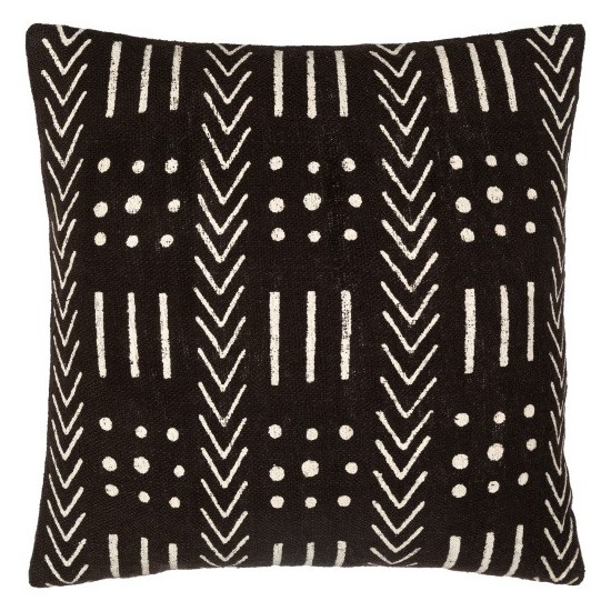 Surya Malian Pillow Shell With Down Insert 18"H X 18"W (Black)