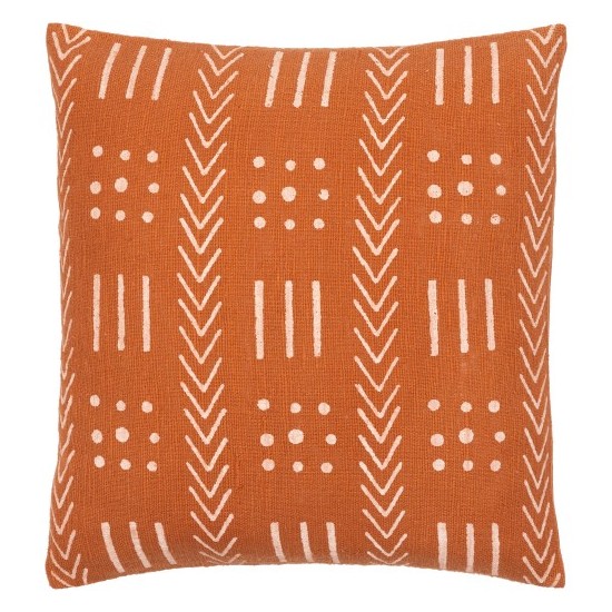 Surya Malian Pillow Shell With Down Insert 18"H X 18"W (Brick Red)