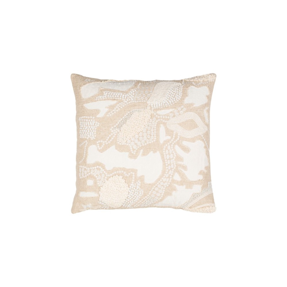 Surya Maricopa Beige Pillow Shell With Polyester Insert 20"H X 20"W