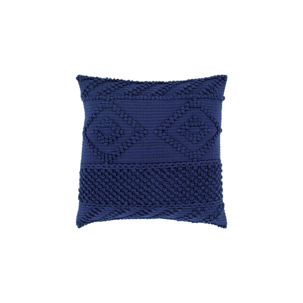 Surya Merdo Dark Blue Pillow Shell With Down Insert 18"H X 18"W Surya Merdo Dark Blue Pillow Shell With Down Insert 18"H X 18"W