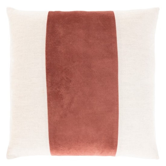 Surya Moza Brick Red Pillow Shell With Down Insert 18"H X 18"W