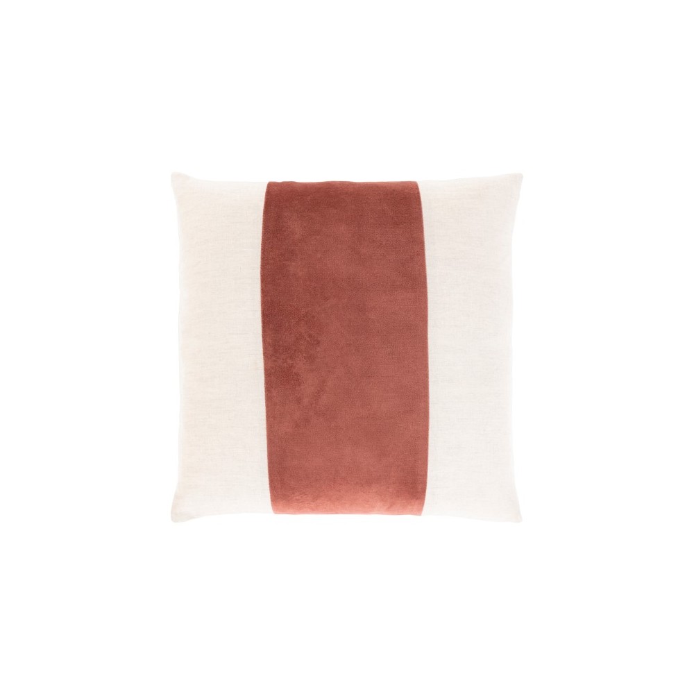 Surya Moza Brick Red Pillow Shell With Down Insert 18"H X 18"W