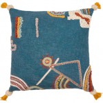 Surya Mystic Blue Pillow Shell With Down Insert 18"H X 18"W