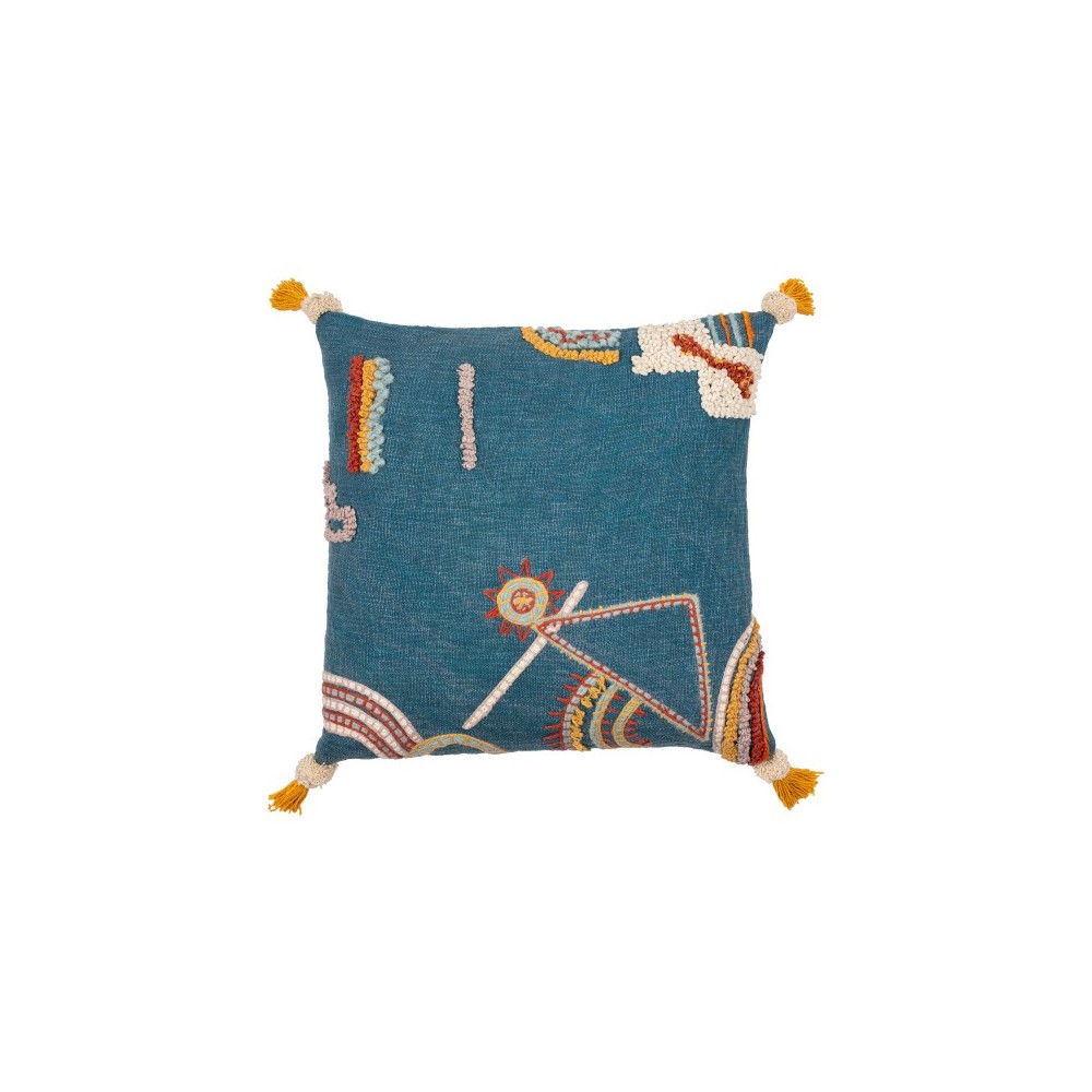 Surya Mystic Blue Pillow Shell With Down Insert 18"H X 18"W Surya Mystic Blue Pillow Shell With Down Insert 18"H X 18"W