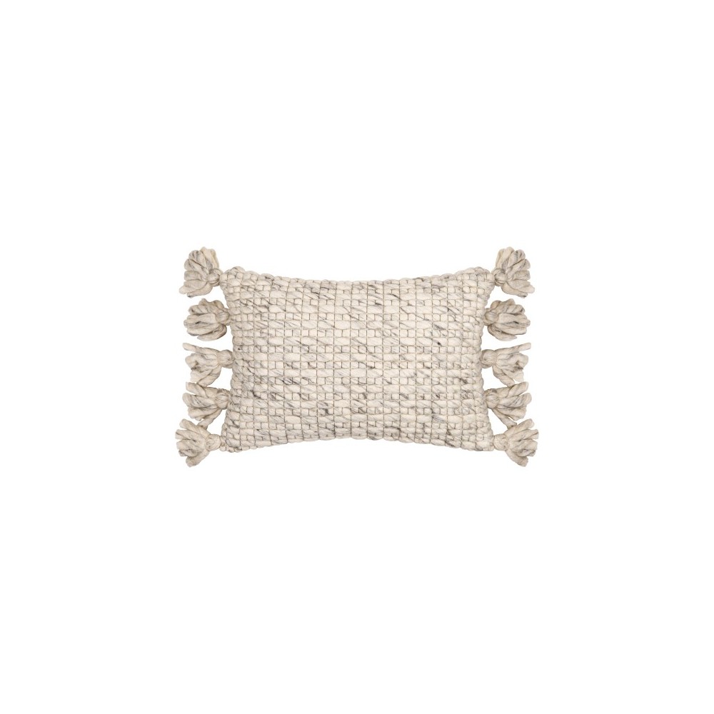 Surya Narvik Gray Pillow Shell With Down Insert 13"H X 20"W