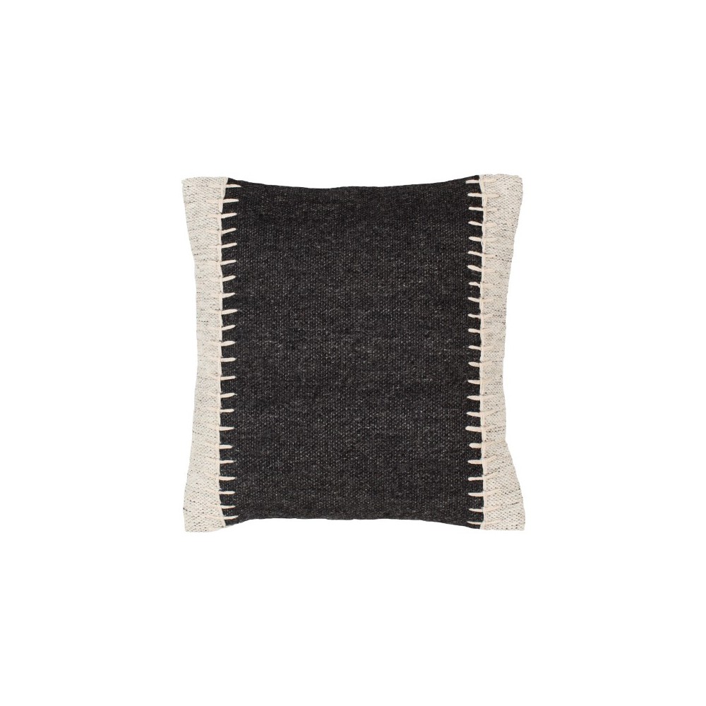 Surya Niko Black Pillow Shell With Down Insert 20"H X 20"W Surya Niko Black Pillow Shell With Down Insert 20"H X 20"W
