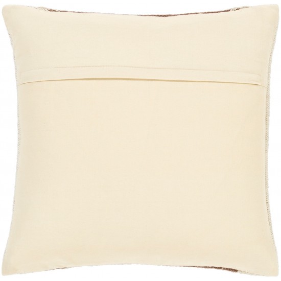 Surya Niko Dark Brown Pillow Shell With Down Insert 20"H X 20"W