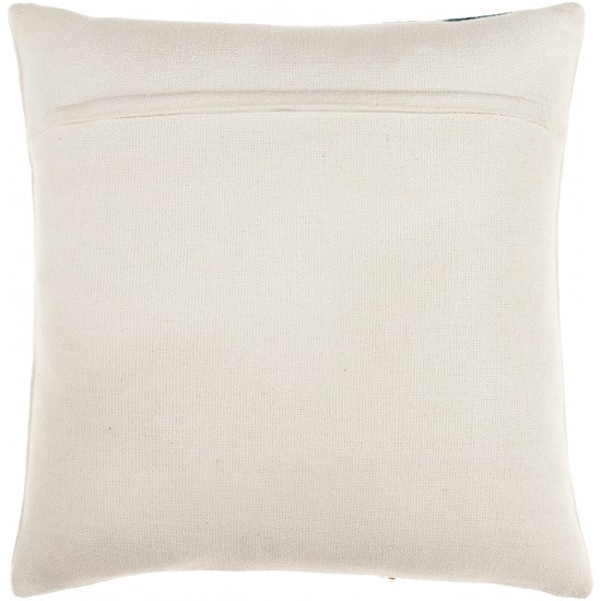 Surya Novel Pillow Shell With Down Insert 18"H X 18"W - Cream, Deep Teal