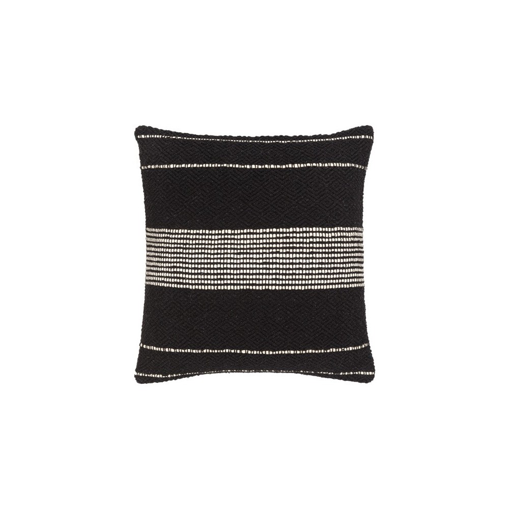 Surya Ontario Pillow Shell With Polyester Insert 20"H X 20"W - Black, Cream Surya Ontario Pillow Shell With Polyester Insert 20"H X 20"W - Black, Cream