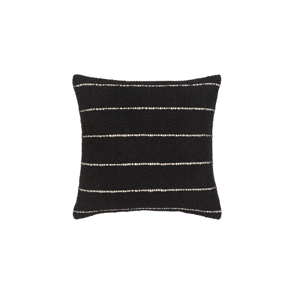 Surya Ontario Black Pillow Shell With Polyester Insert 22"H X 22"W Surya Ontario Black Pillow Shell With Polyester Insert 22"H X 22"W