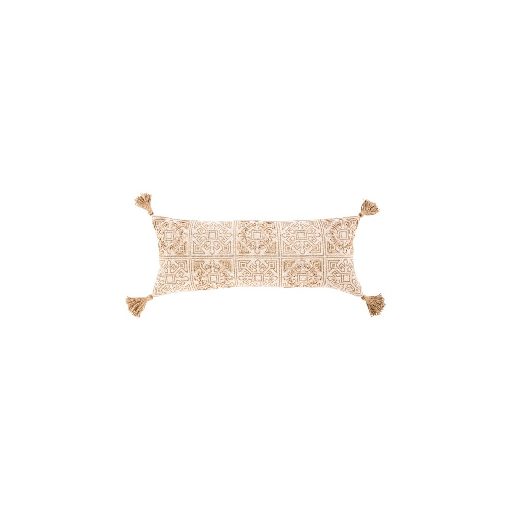 Surya Parisa Beige Pillow Shell With Down Insert 12"H X 30"W