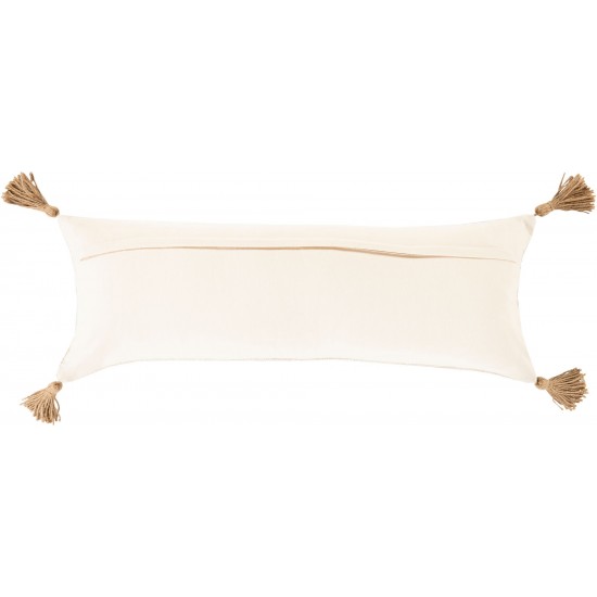 Surya Parisa Beige Pillow Shell With Down Insert 12"H X 30"W